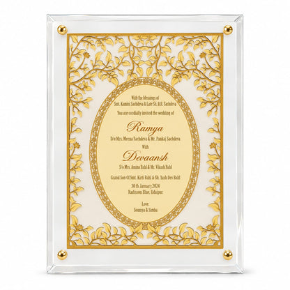 Golden Leaf Intricate Acrylic Wedding Invitation Frame