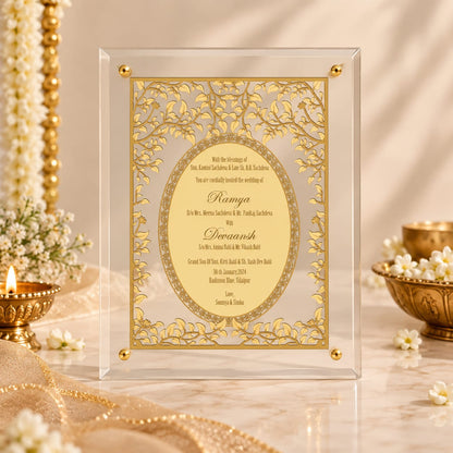 Golden Leaf Intricate Acrylic Wedding Invitation Frame