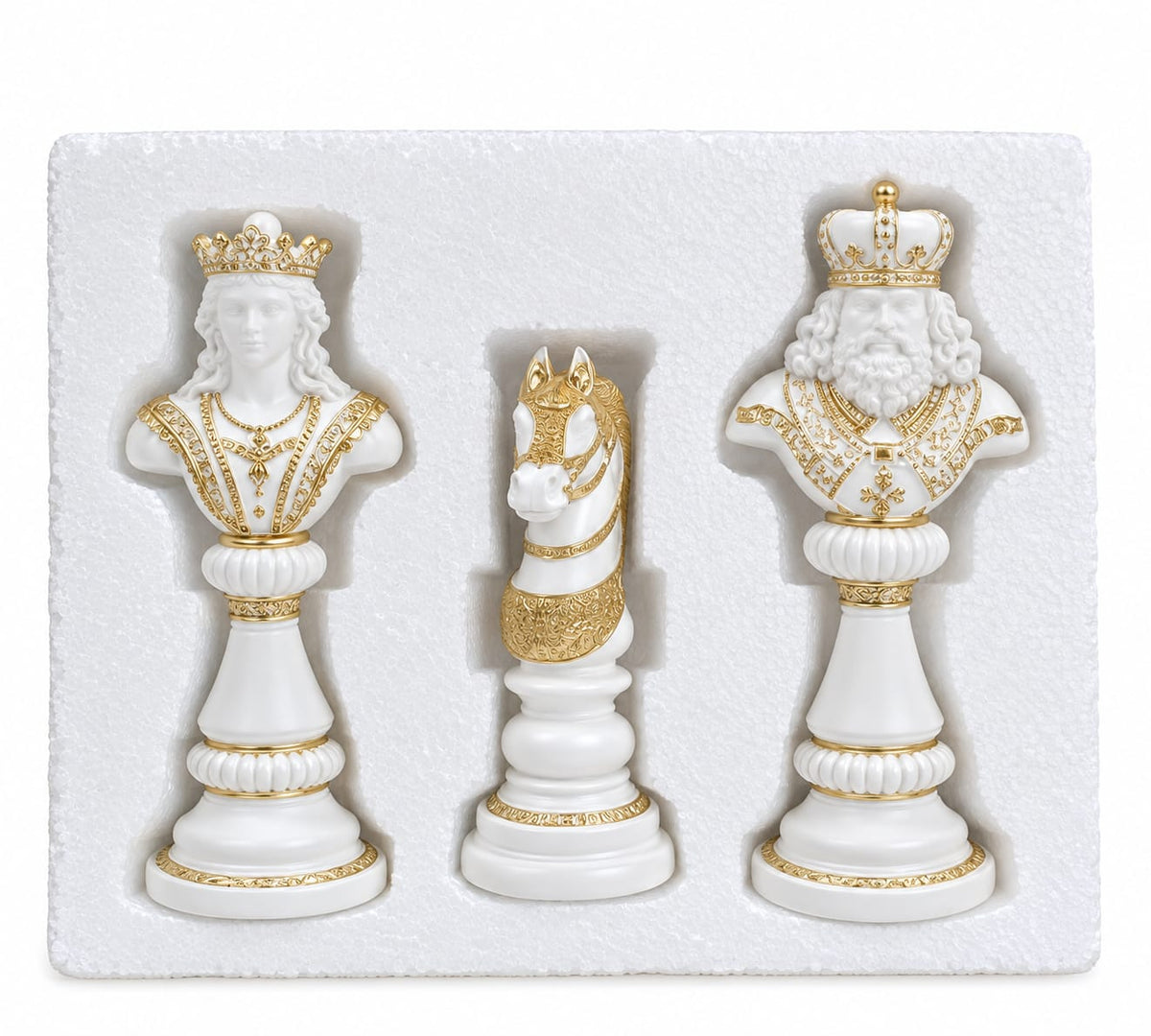 White Chess Set of 3 Sculpture