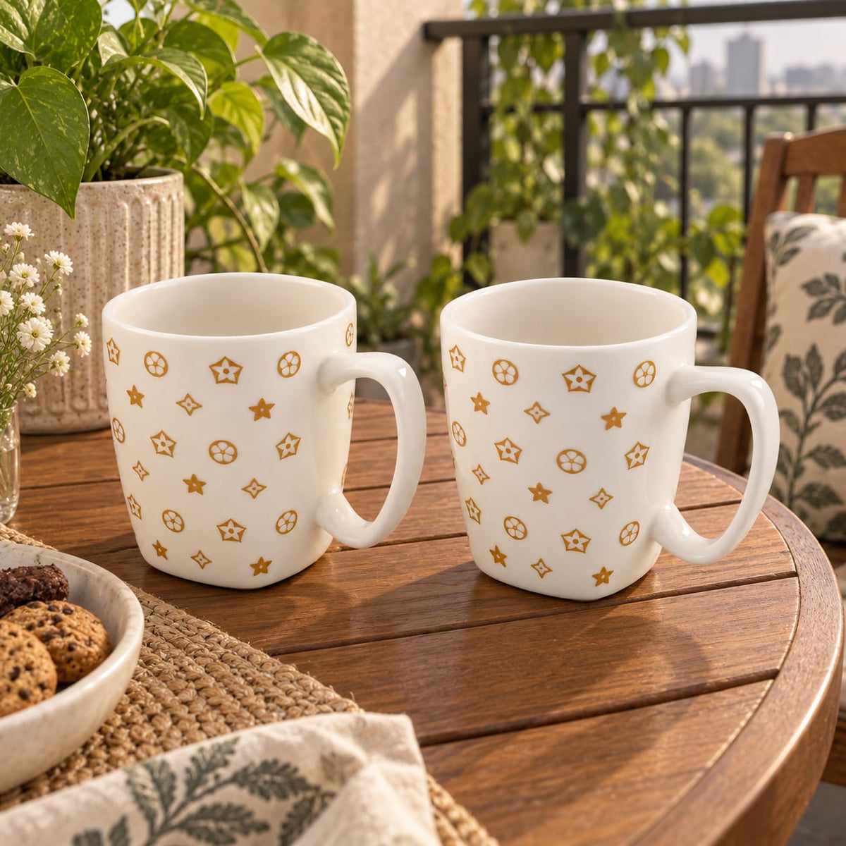 Polka Dot Ceramic Mugs Set