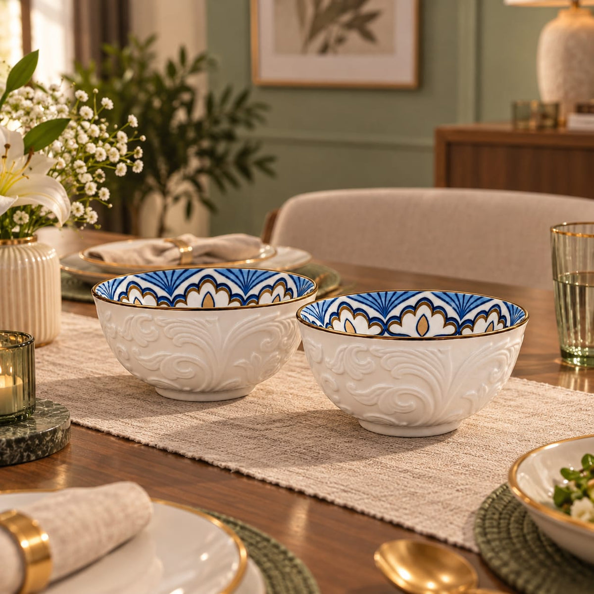 Mandala Pattern Ceramic Bowls Set