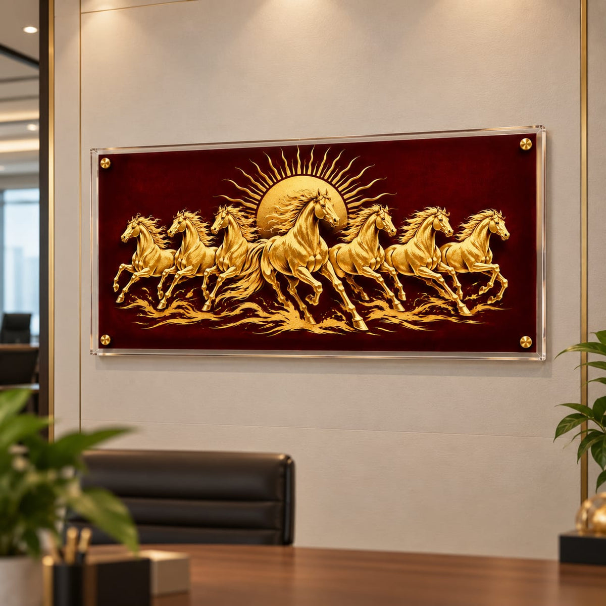 7 Running Horses Vastu Acrylic Frame