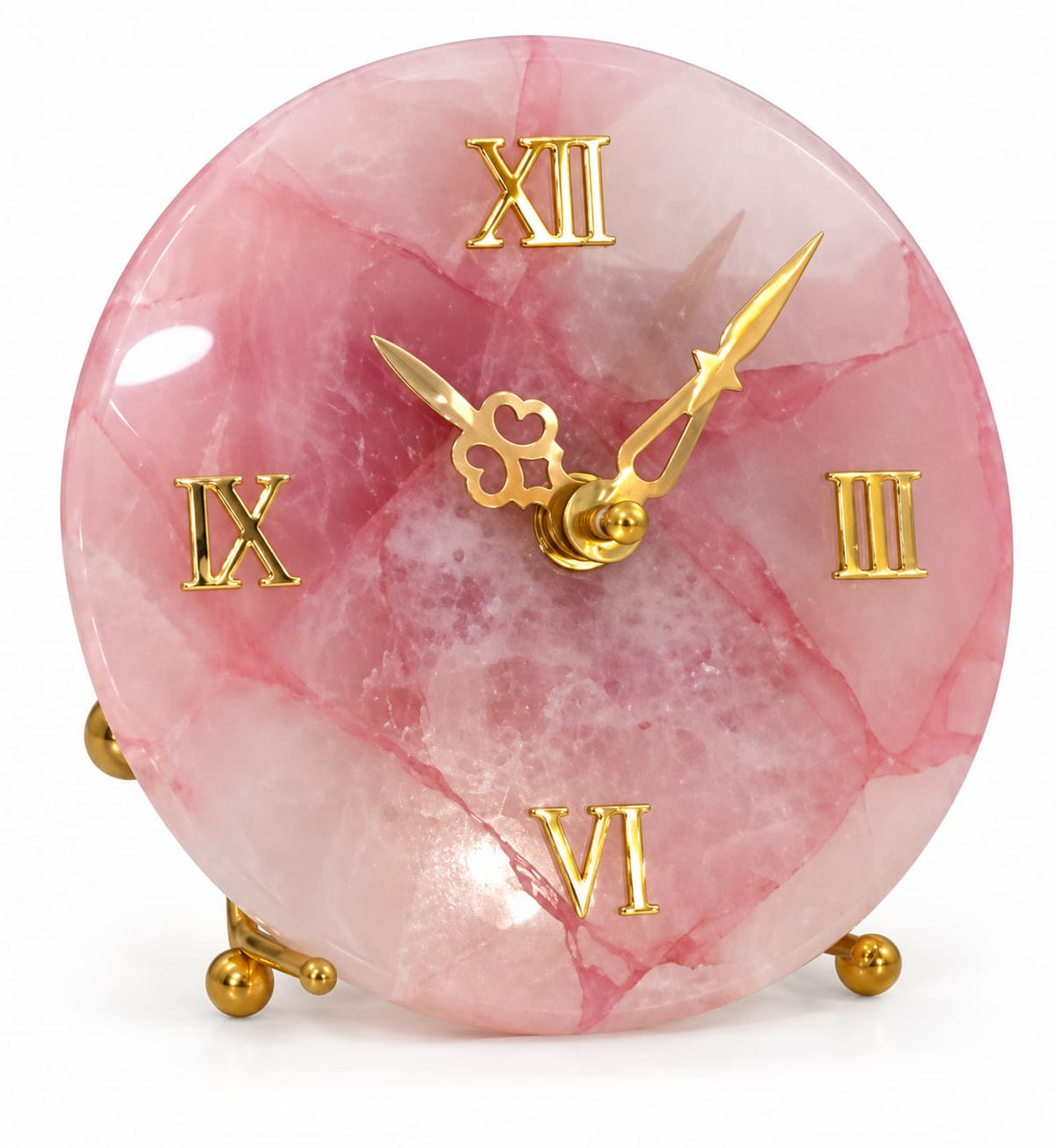 Rose Quartz Round Table Top Clock