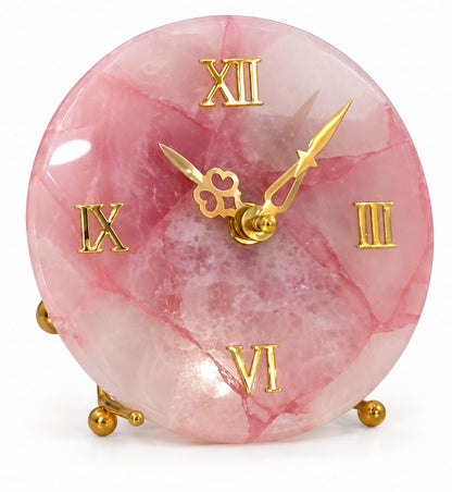 Rose Quartz Round Table Top Clock