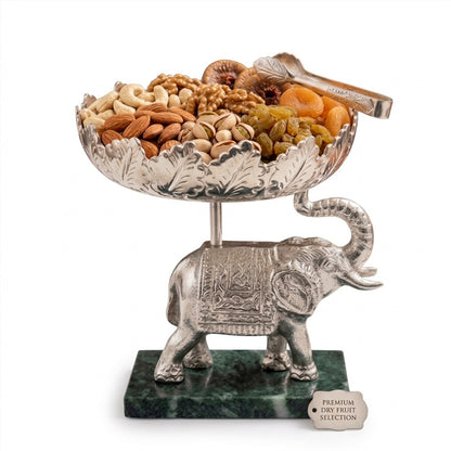 Elegant Silver Elephant Decorative Bowl Stand