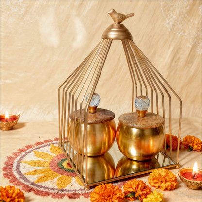 Premium Gold-Finish Hanging Diya Lantern