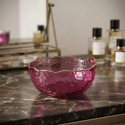 Scalloped Pink Glass Bowl