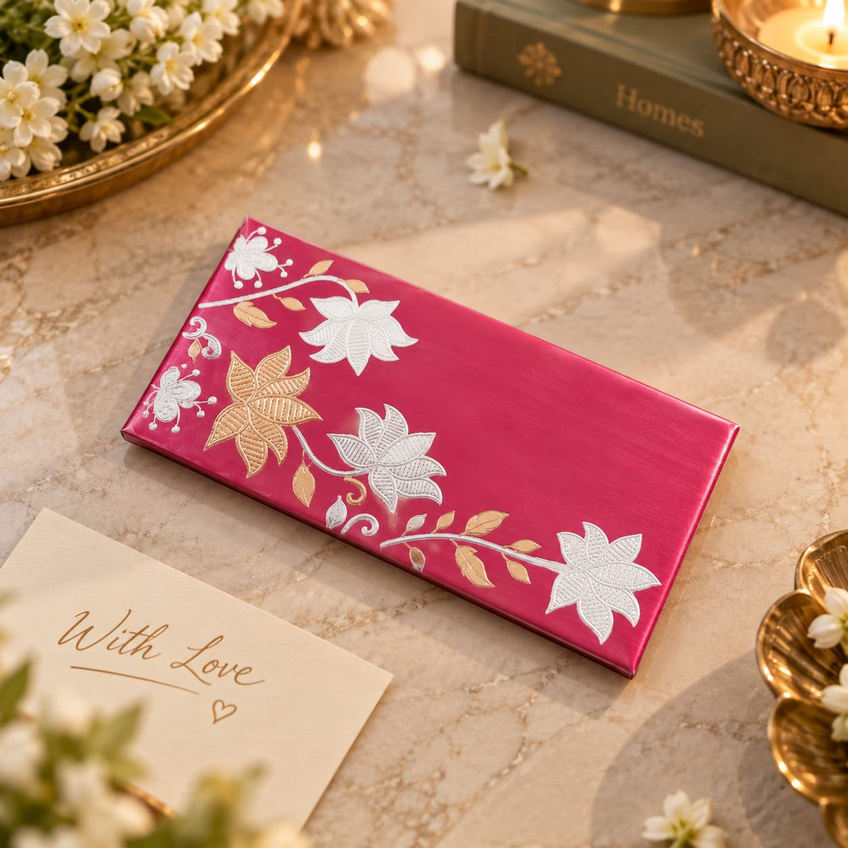 Magenta Floral Shagun Envelopes