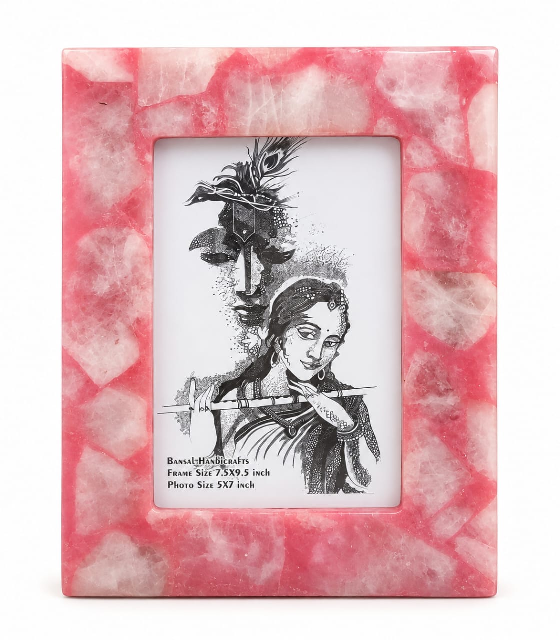 Lord Krishna Red and White Mosaic Frame