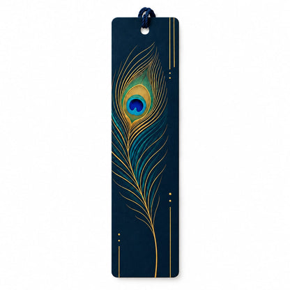 Midnight Blue and Peacock Feather Bookmark