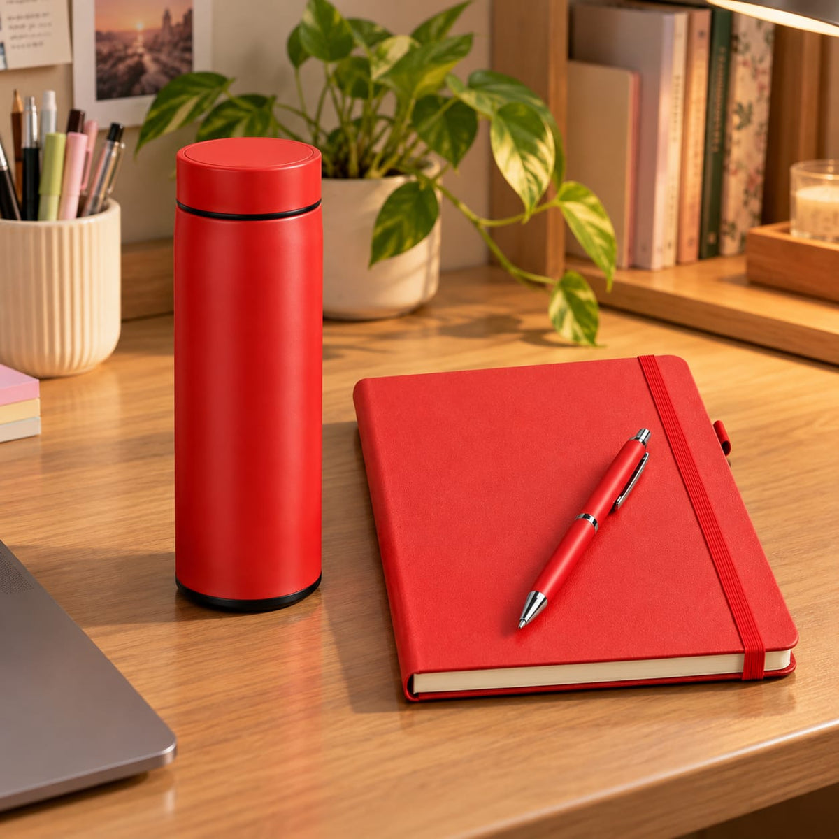 Bold Red Notebook with Matching Pen Gift Set