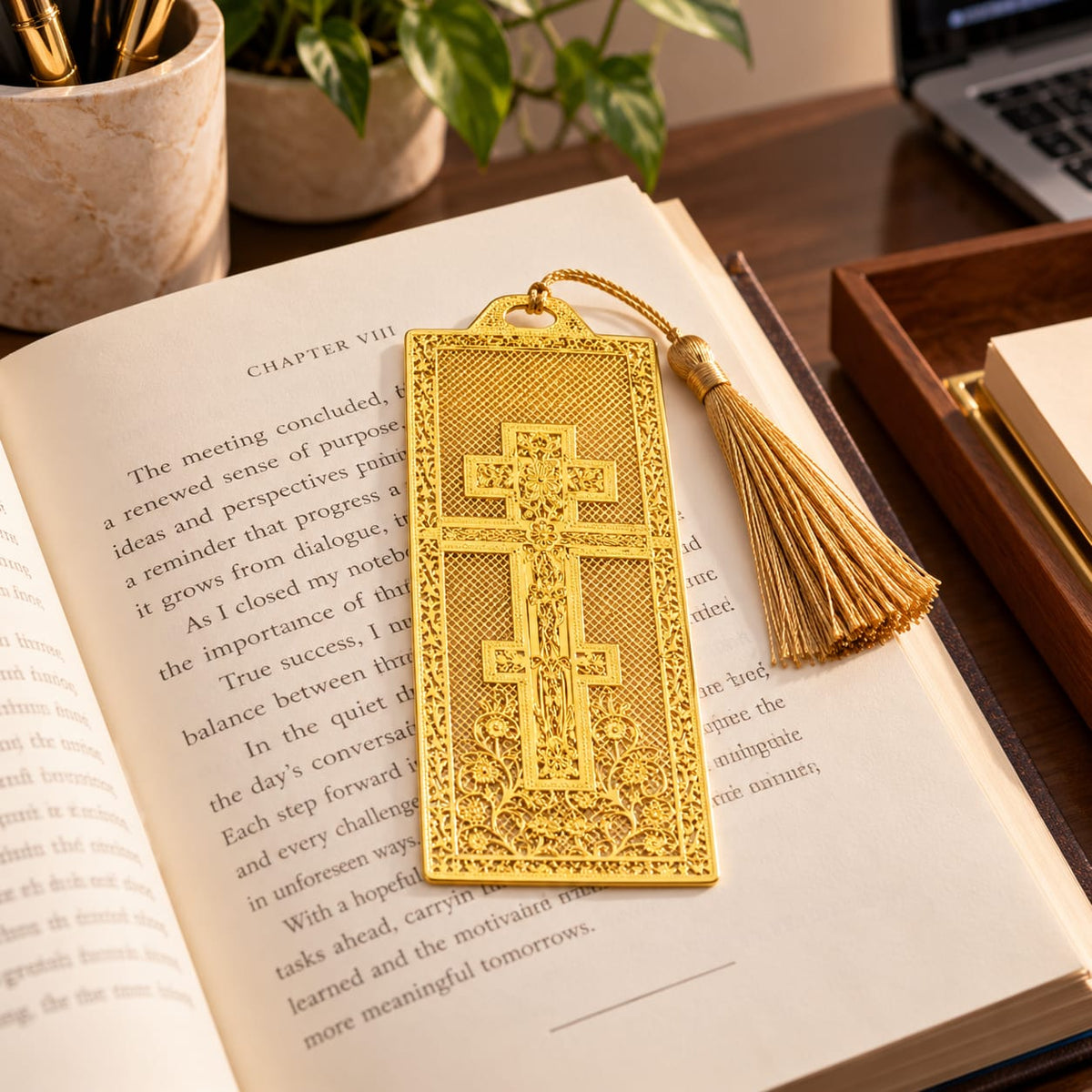 Golden Cross Filigree Bookmark