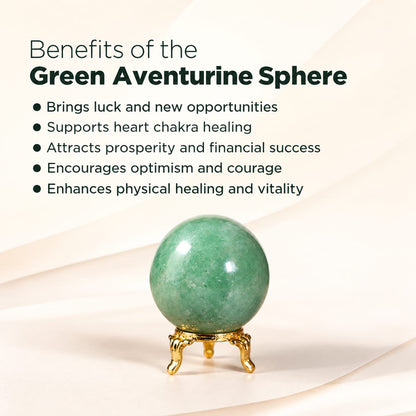 Natural Green Aventurine Crystal Sphere with Stand