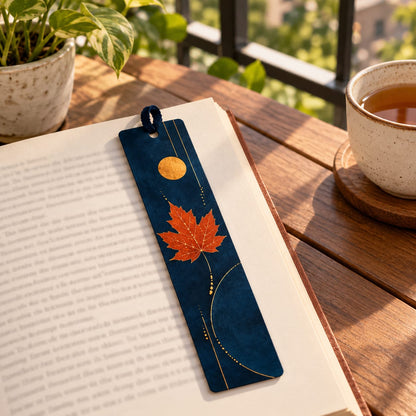 Blue and Gold Leaf Bookmark