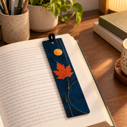 Blue and Gold Leaf Bookmark