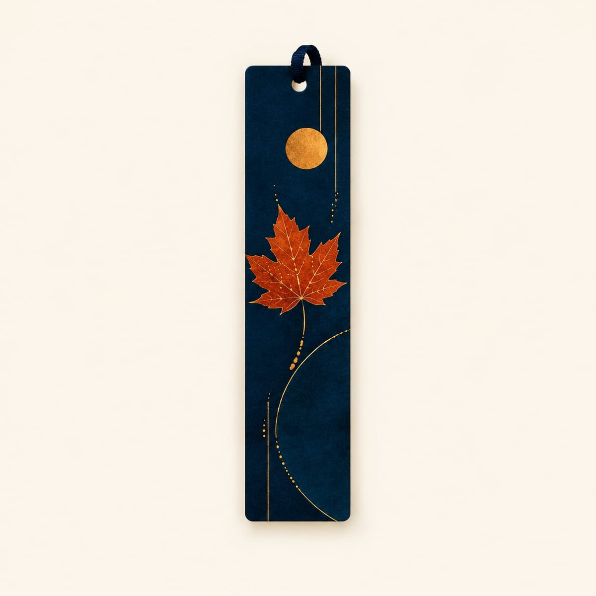 Blue and Gold Leaf Bookmark