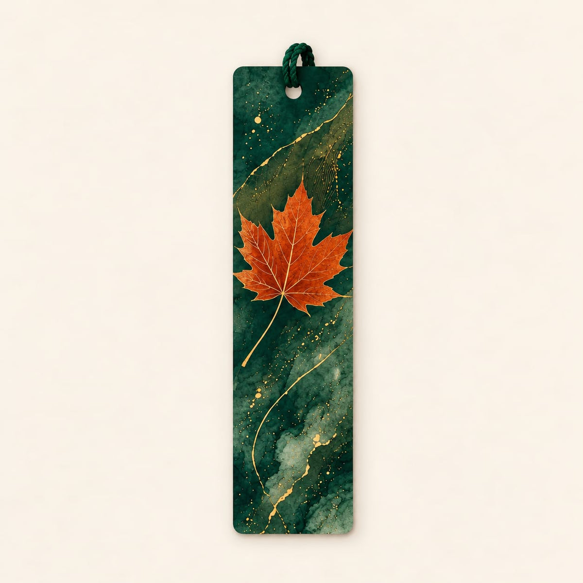 Green and Gold Leaf Bookmark