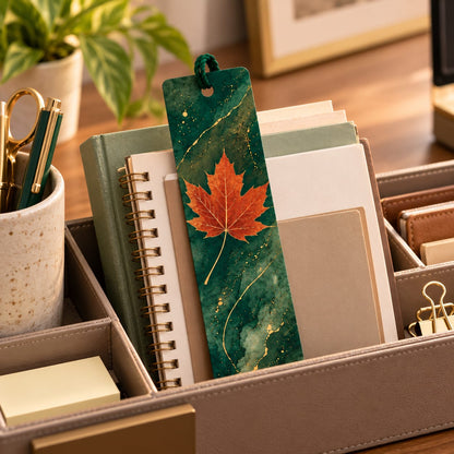 Green and Gold Leaf Bookmark