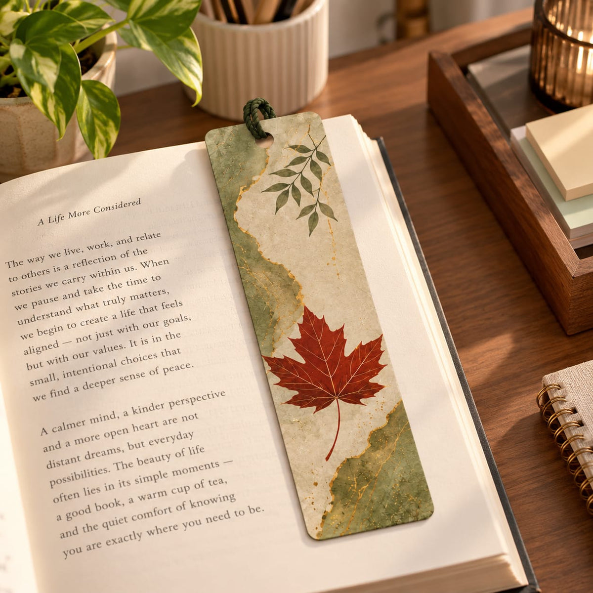 Green and Foliage Leaf Bookmark