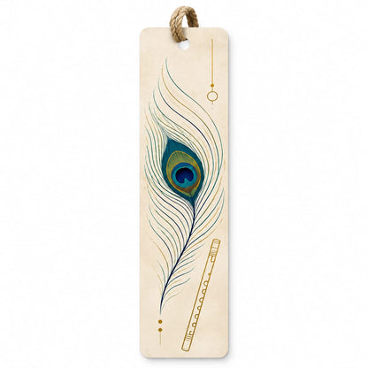 Ivory Flute and Peacock Feather Bookmark