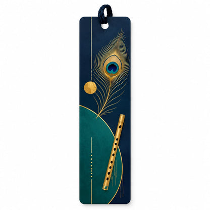 Midnight Blue and Teal Geometric Flute Bookmark