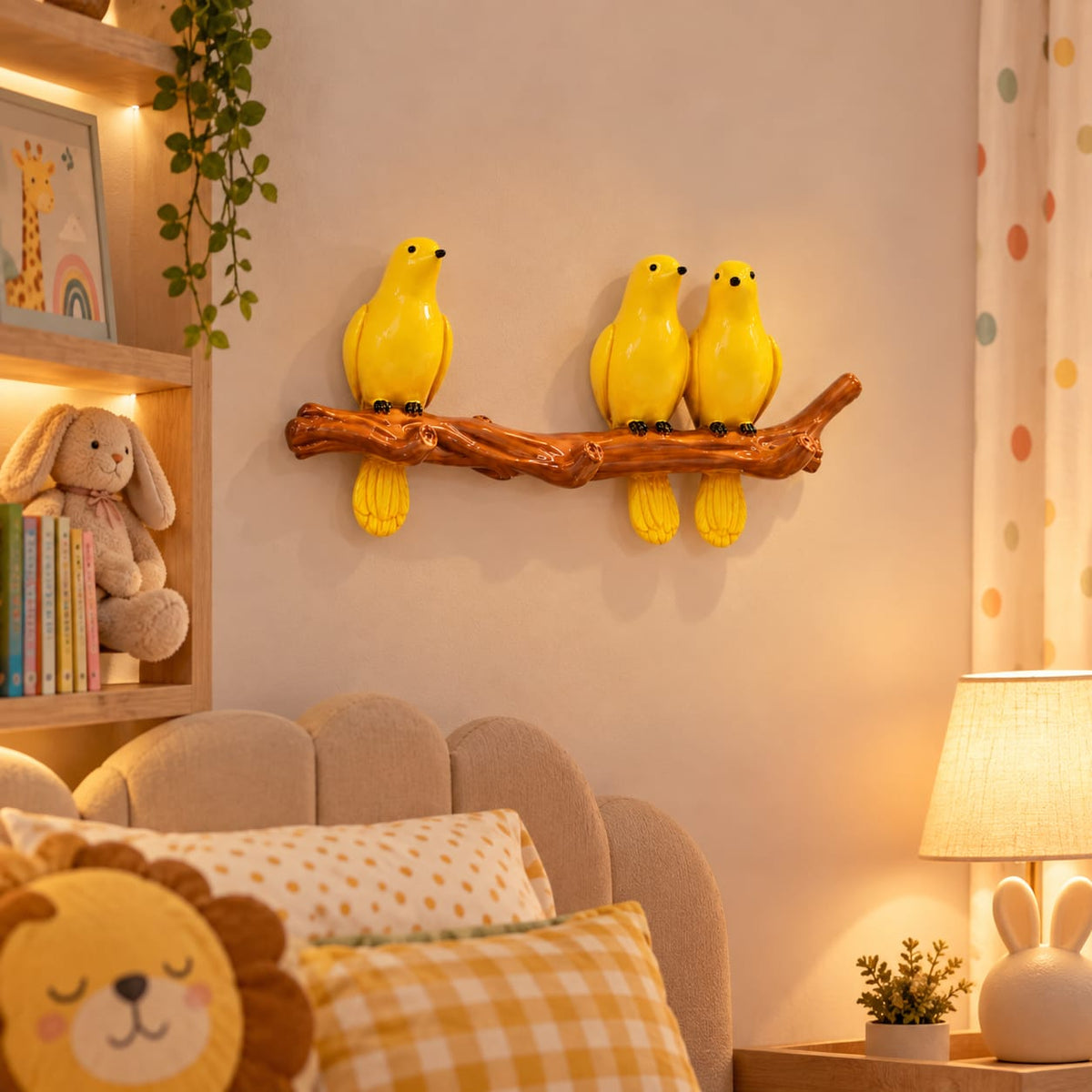 Yellow Birds on Branch Figurine