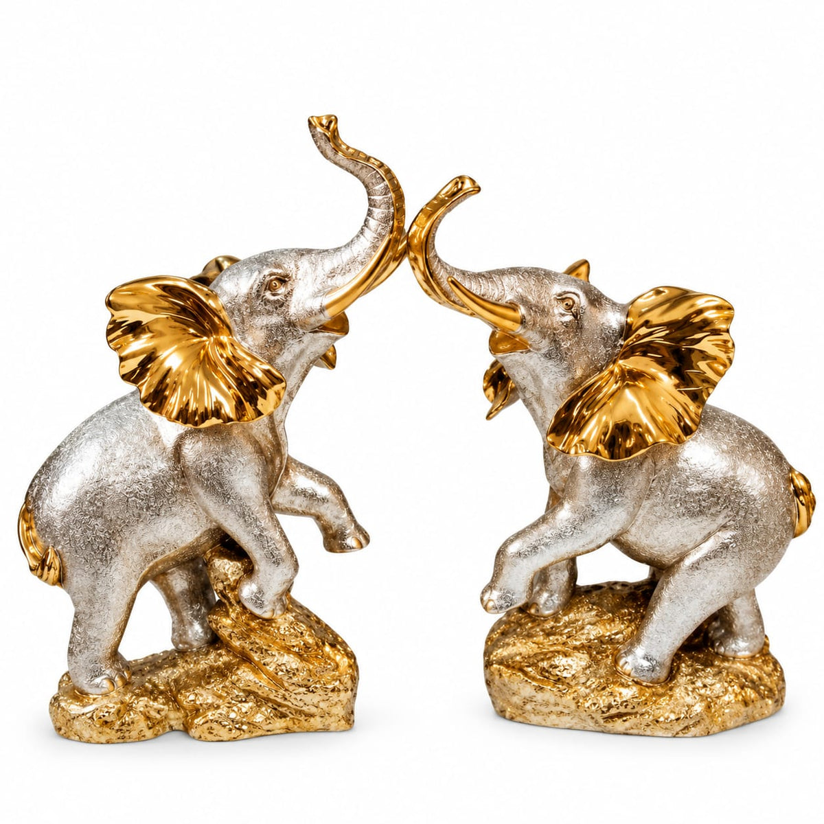 Royal Silver & Gold Elephant Duo Figurine