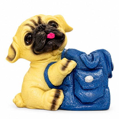 Adorable Pug with Backpack Figurine