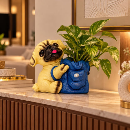 Adorable Pug with Backpack Figurine