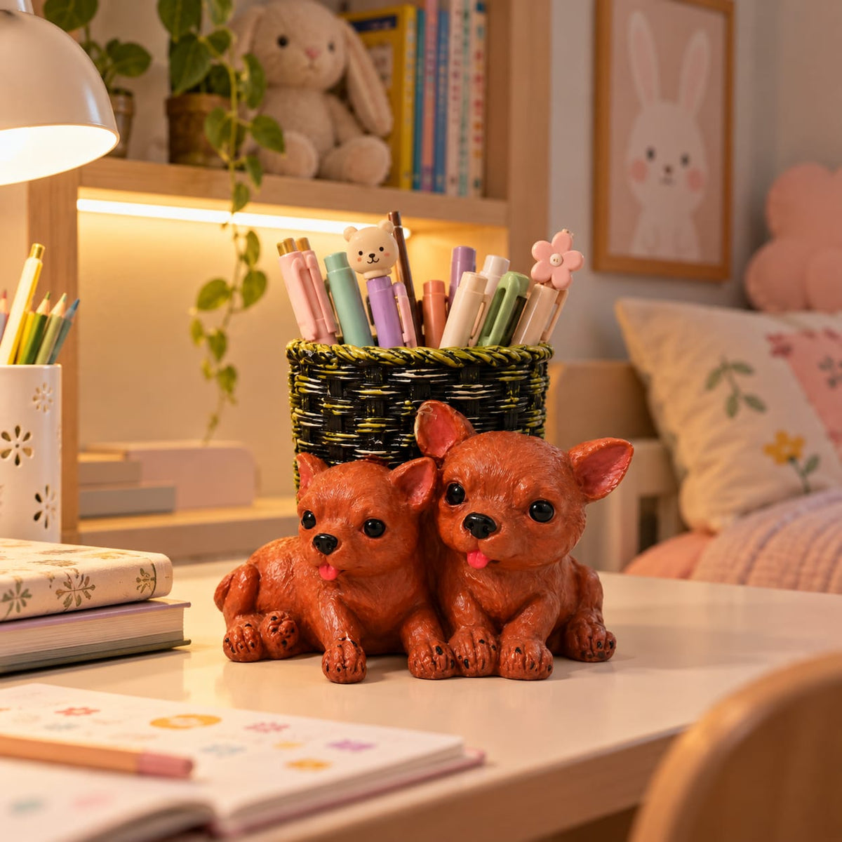 Puppy Pen Holder Figurine