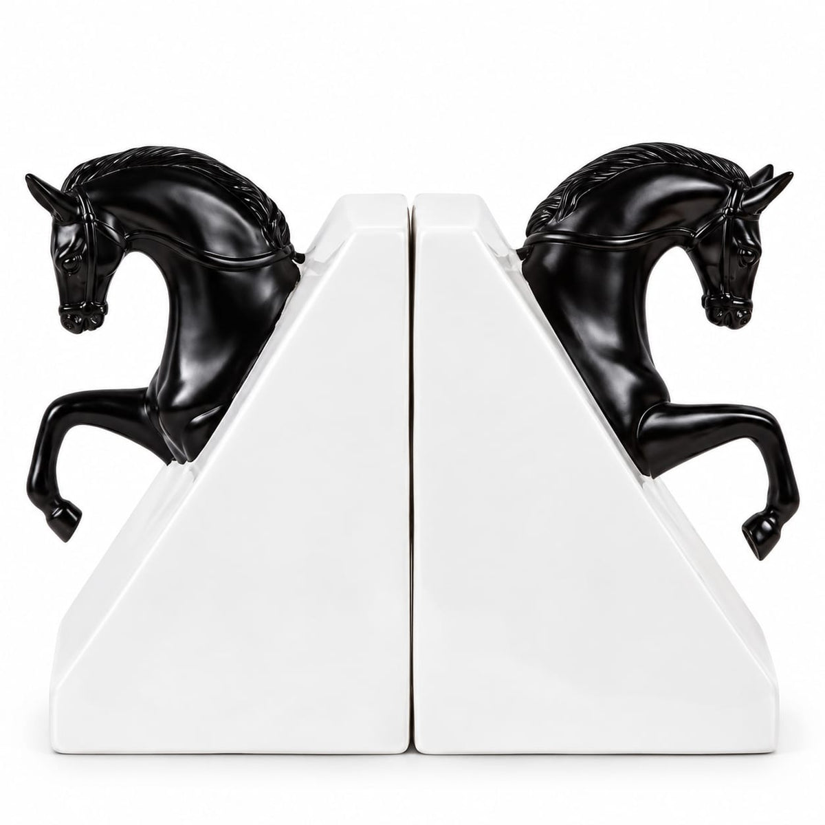 Majestic Black Horse Bookends Set