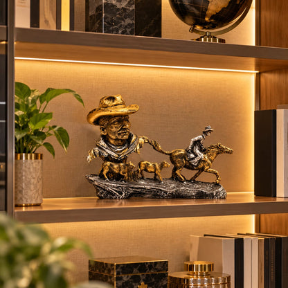 Cowboy and Cattle Herding Figurine
