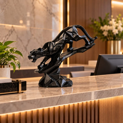 Geometric Panther Rockscape Figurine