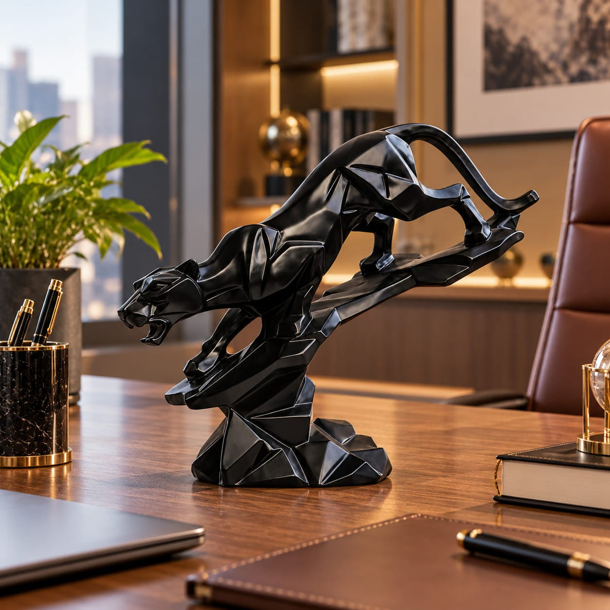 Geometric Panther Rockscape Figurine
