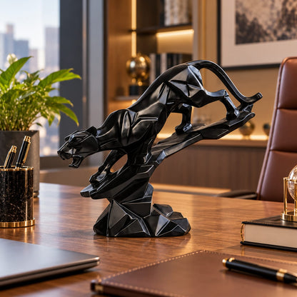 Geometric Panther Rockscape Figurine