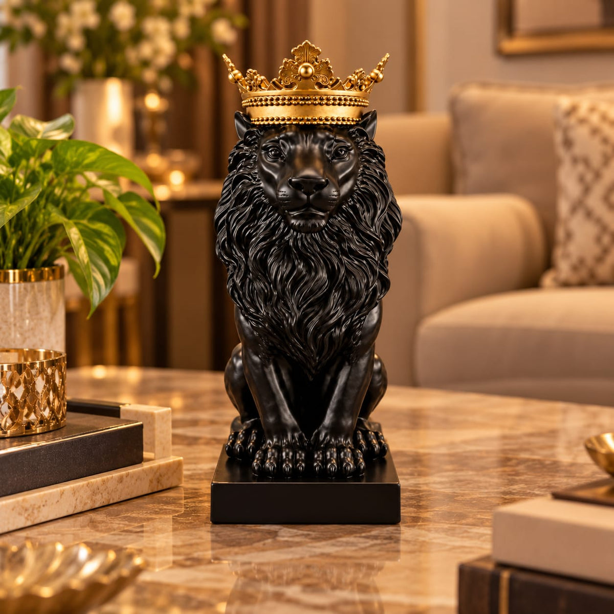 Royal Crowned Lion Decorative Figurine