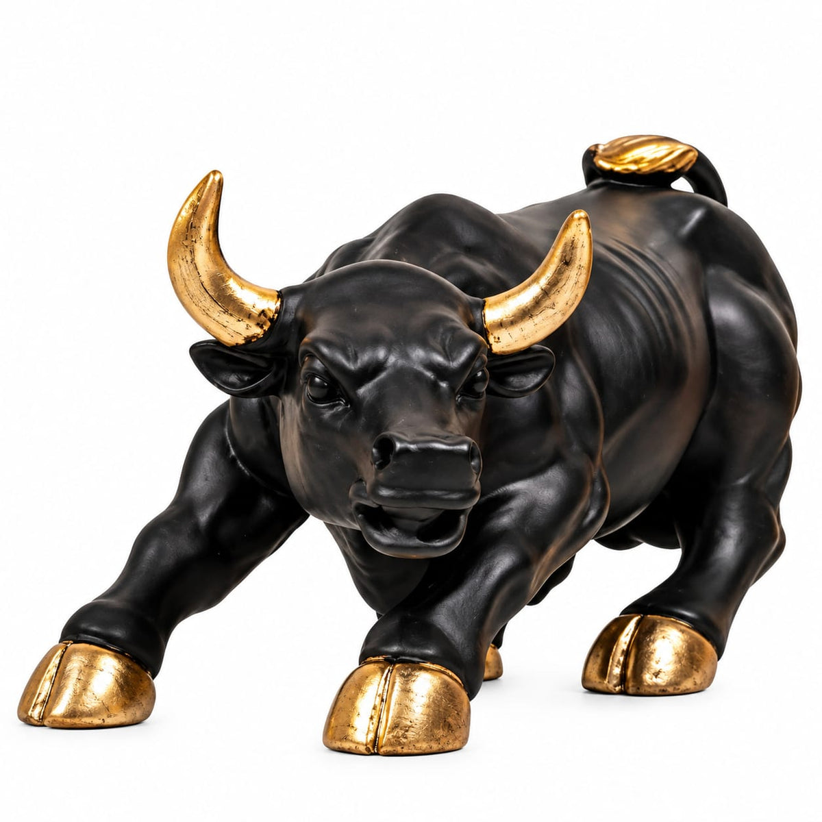 Black and Gold Bull Figurine