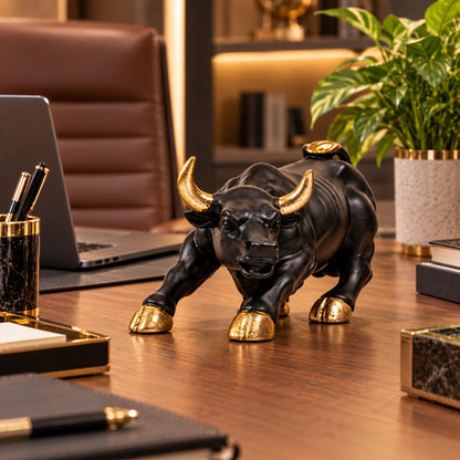 Black and Gold Bull Figurine