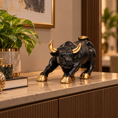 Black and Gold Bull Figurine