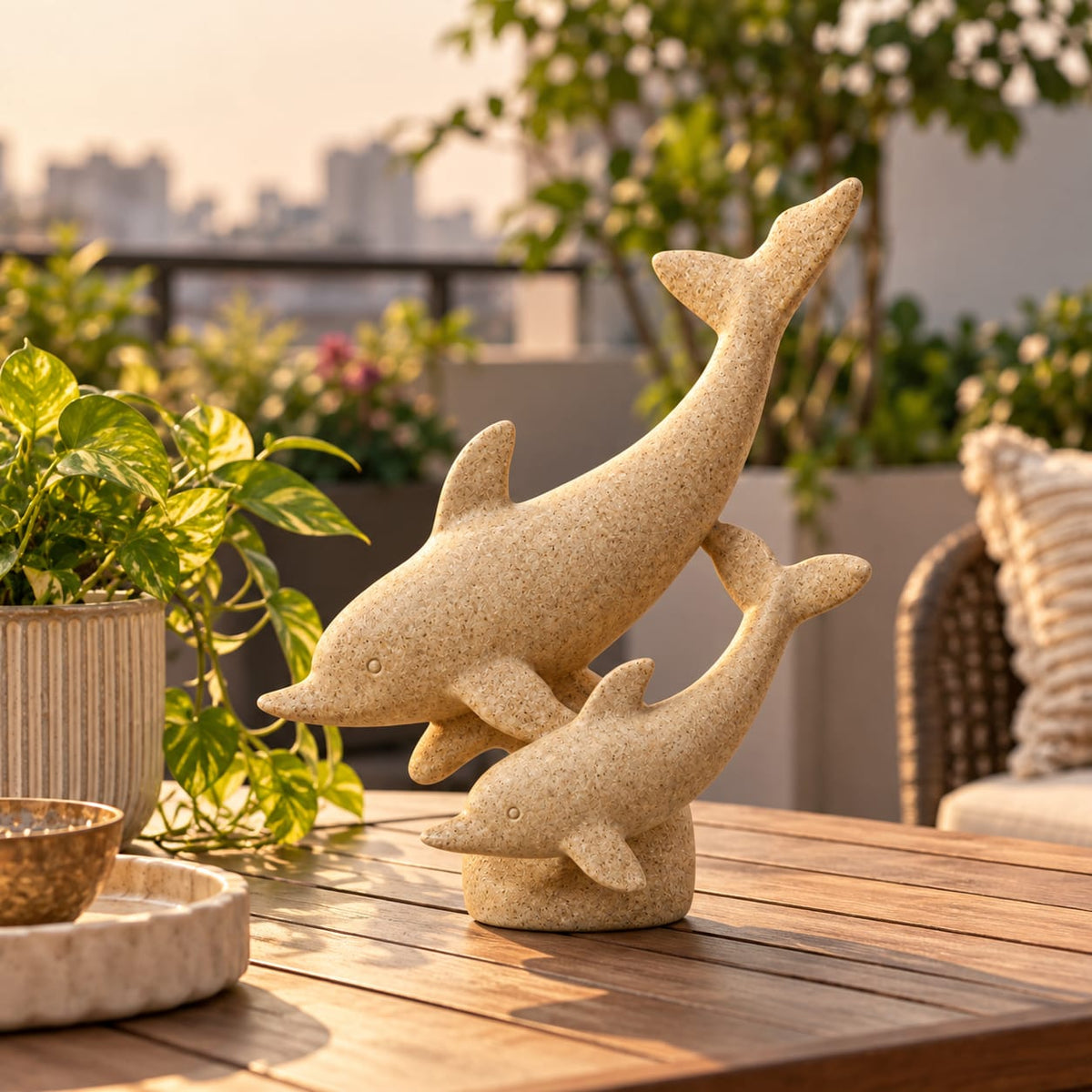 Leaping Dolphin Duo Decorative Figurine