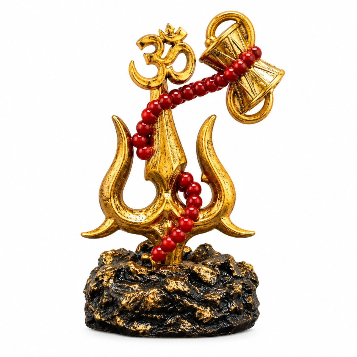 Trishul Damru with Om and Rudraksha Figurine