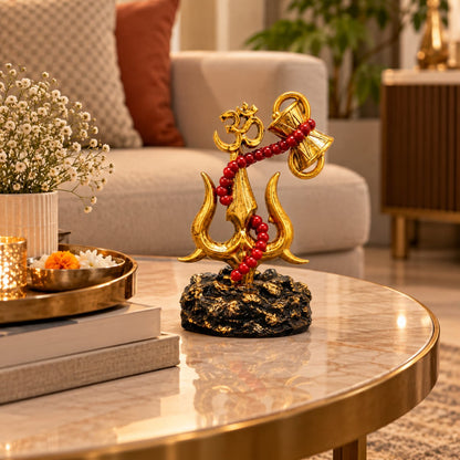 Trishul Damru with Om and Rudraksha Figurine