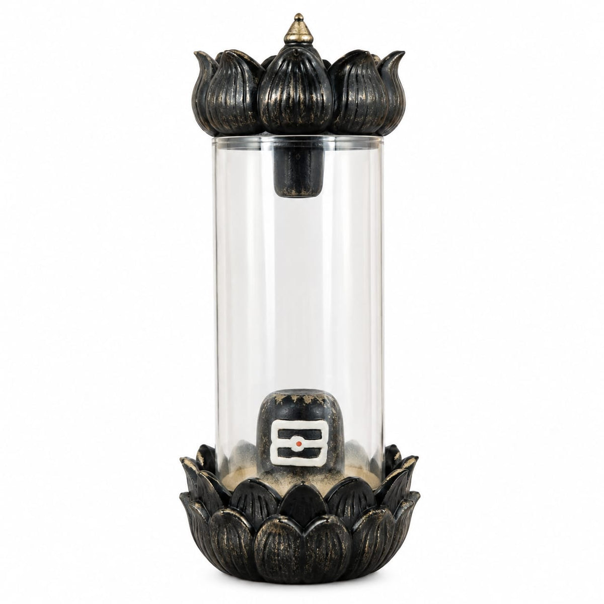 Lotus Shivling Glass Cover Figurine