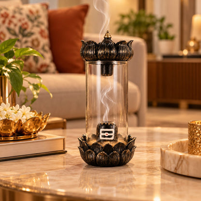 Lotus Shivling Glass Cover Figurine