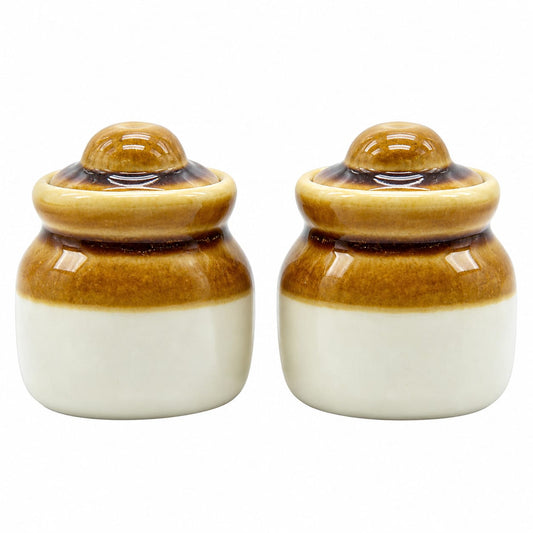 Two-Tone Ceramic Storage Jars with Lids Set