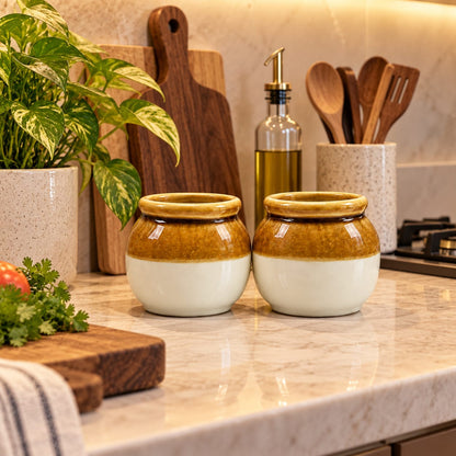 Two-Tone Ceramic Jars Set