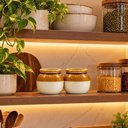 Two-Tone Ceramic Jars Set