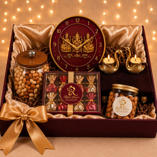 Lakshmi Ganesha Clock and Luxury Treats Hamper