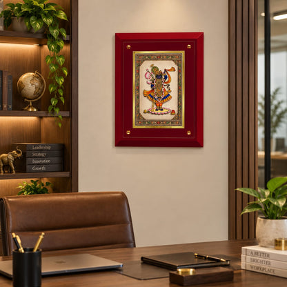 Traditional Shrinathji Double Glass Wooden Moulding Framed Wall Art