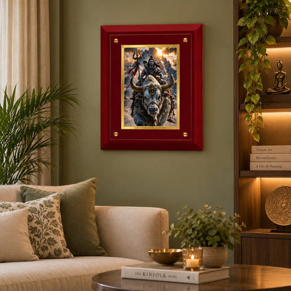 Lord Shiva on Nandi MDF Framed Art